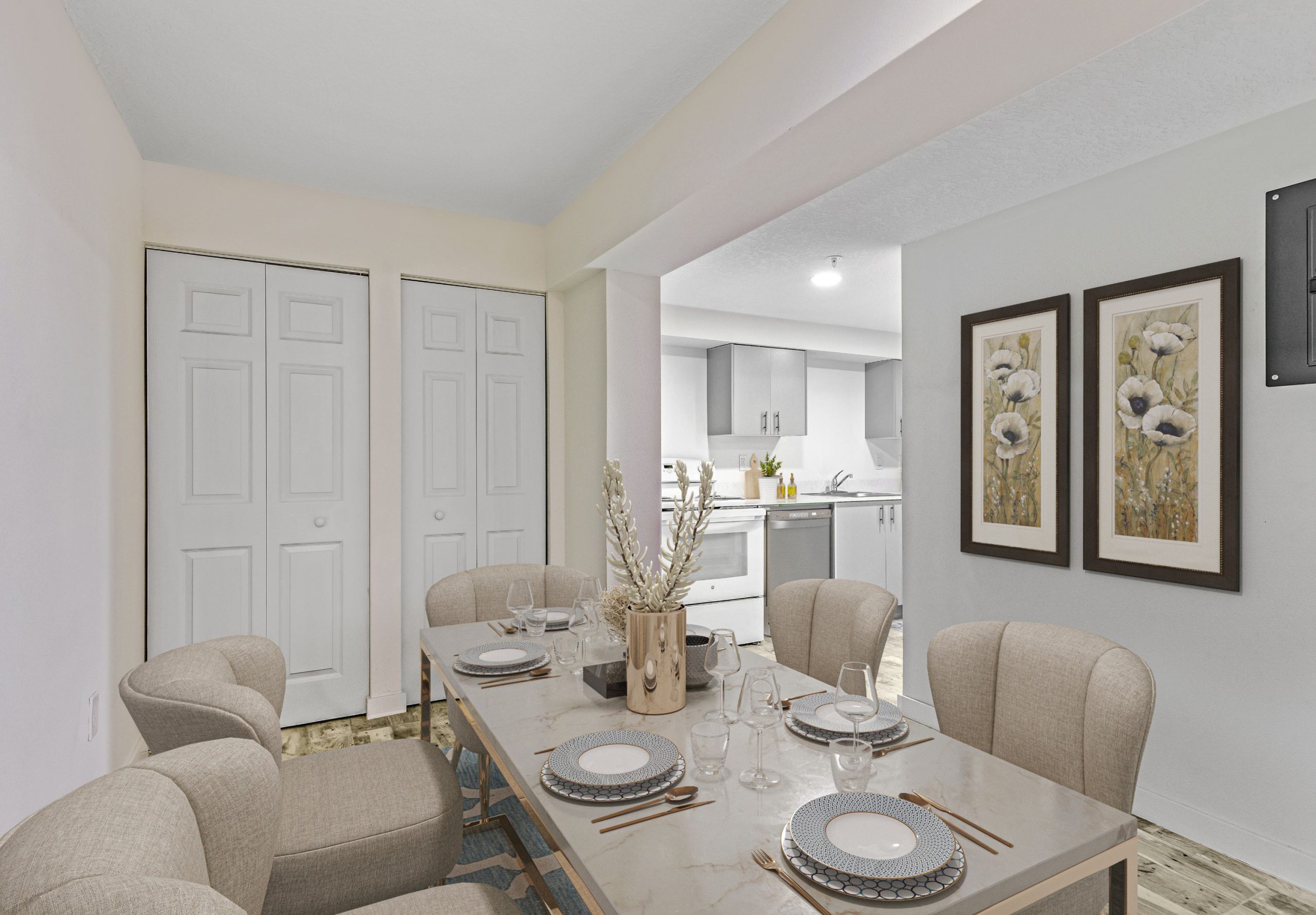 space with dining room table